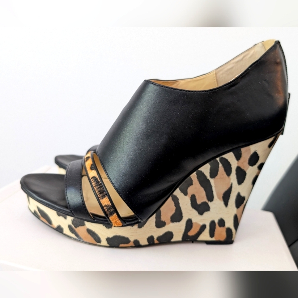 Calvin Klein Danette Calf/Leopard Print Wedge Shoe